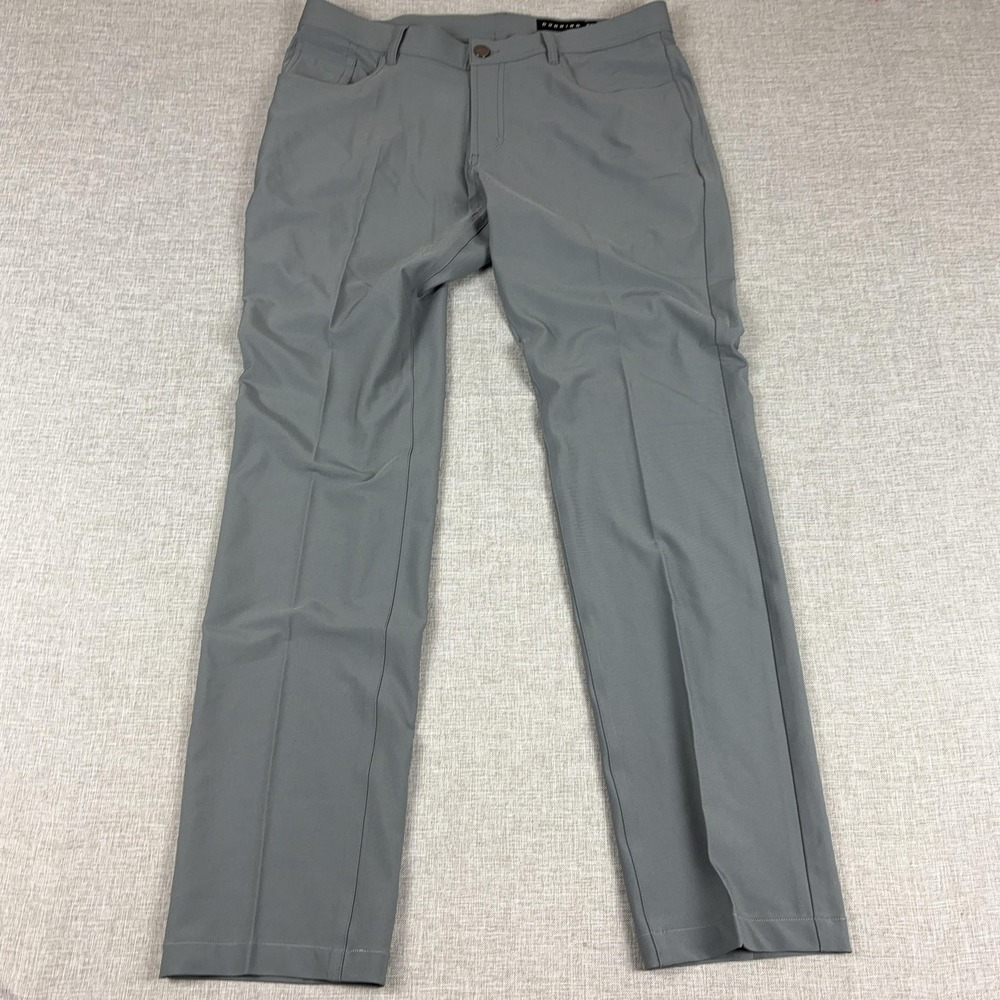 Dunning Pants Mens 35x34 Gray Stretch Chino Golf Performance Microfiber Pockets